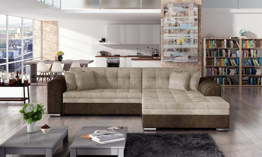 Sorento Ecksofa 295 x 195 cm Beige / Braun (Kunstleder)