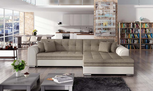 Sorento Ecksofa 295 x 195 cm Beige (Webstoff - Inari / Kunstleder)