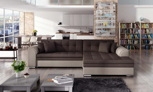 Sorento Ecksofa 295 x 195 cm Braun / Beige (Samt)