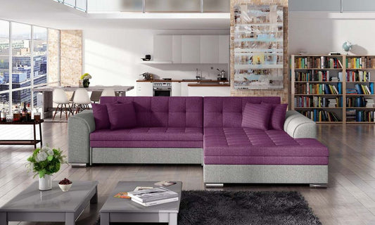 Sorento Ecksofa 295 x 195 cm Lila / Hellgrau (Webstoff)