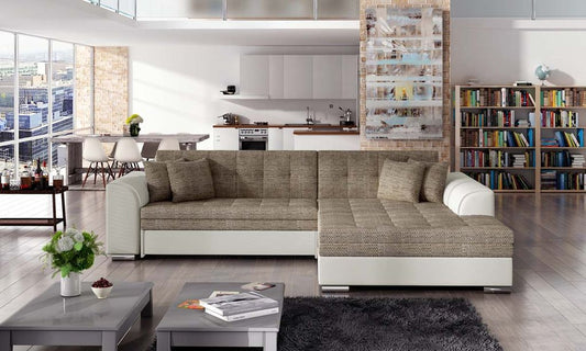 Sorento Ecksofa 295 x 195 cm Beige (Webstoff / Kunstleder)