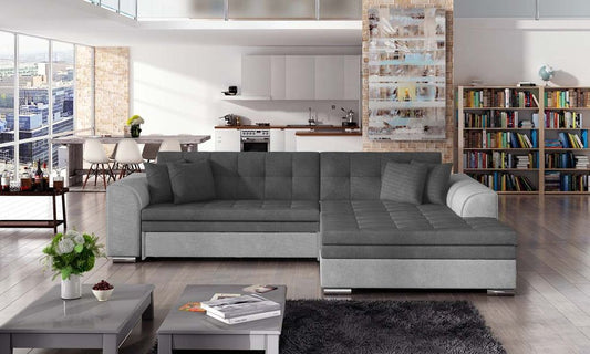 Sorento Ecksofa 295 x 195 cm Grau / Hellgrau (Velour)