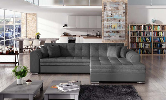 Sorento Ecksofa 295 x 195 cm Dunkelgrau / Grau (Webstoff / Kunstleder)