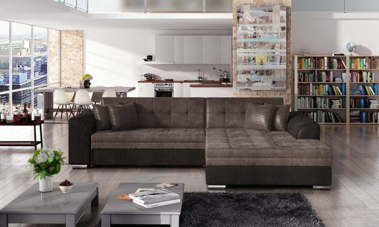 Sorento Ecksofa 295 x 195 cm Braun / Dunkelbraun (Samt)