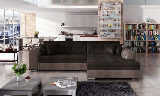 Sorento Ecksofa 295 x 195 cm Dunkelbraun / Braun (Samt)