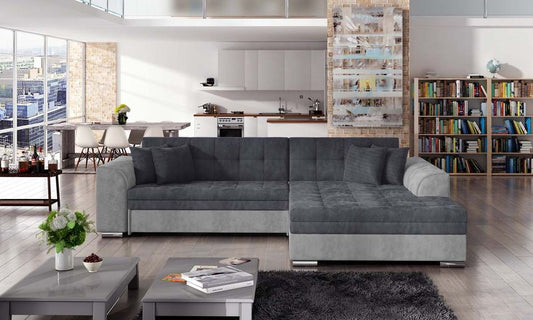 Sorento Ecksofa 295 x 195 cm Grau / Hellgrau (Webstoff)