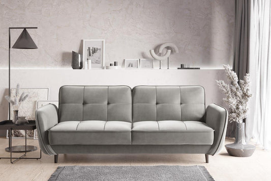 Bellis Schlafsofa 220x90 cm Hellgrau (Samt - Nube)