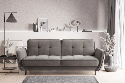 Bellis Schlafsofa 220x90 cm Grau (Samt - Loco)