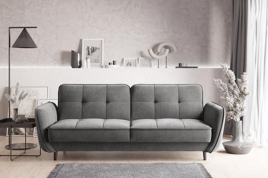 Bellis Schlafsofa 220x90 cm Grau (Velour - Poco)