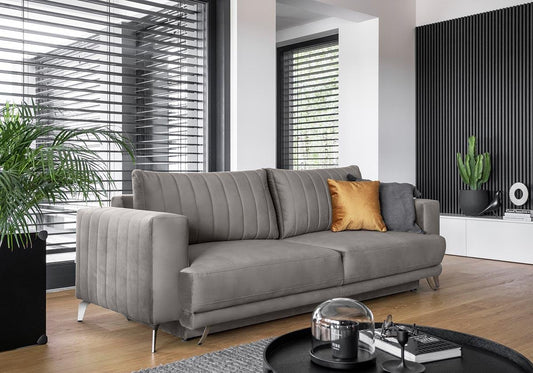 Elise Schlafsofa 250x95 cm Grau (Samt)