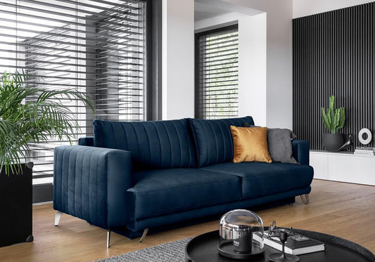 Elise Schlafsofa 250x95 cm Dunkelblau (Samt - Loco)