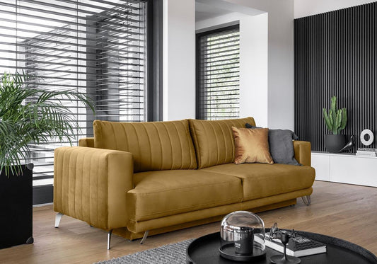 Elise Schlafsofa 250x95 cm Gelb (Samt - Loco)