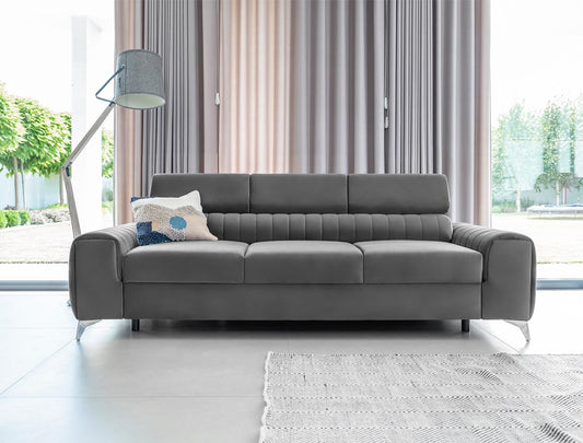 Laurence Schlafsofa 261x97 cm Grau (Samt)