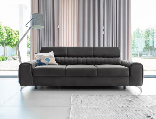 Laurence Schlafsofa 261x97 cm Dunkelgrau (Samt)