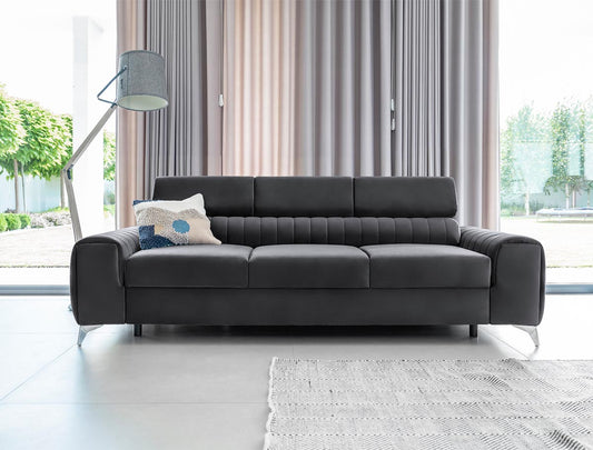 Laurence Schlafsofa 261x97 cm Anthrazit (Samt)