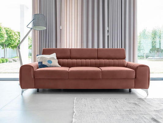 Laurence Schlafsofa 261x97 cm Rosa (Samt)