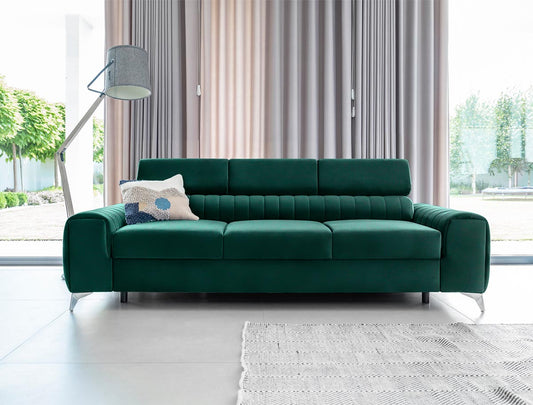 Laurence Schlafsofa 261x97 cm Dunkelgrün (Samt)