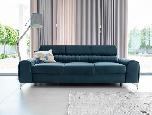 Laurence Schlafsofa 261x97 cm Dunkelblau (Samt)