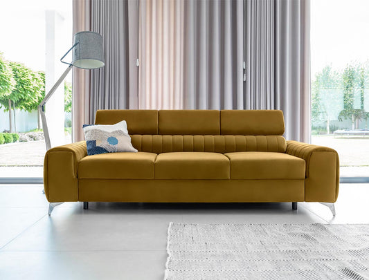 Laurence Schlafsofa 261x97 cm Gelb (Samt)