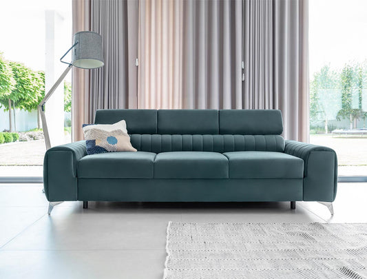 Laurence Schlafsofa 261x97 cm Blau (Samt)