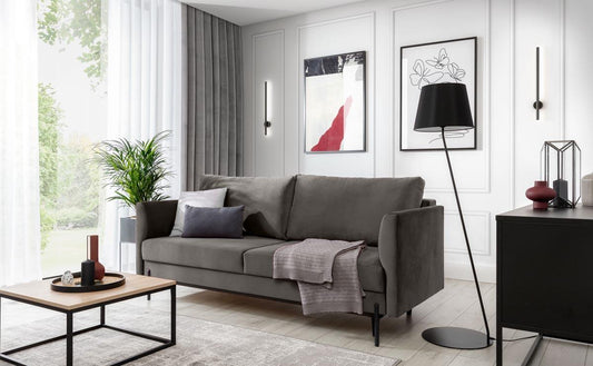 Revi Schlafsofa 215x98 cm Grau (Samt - Loco)