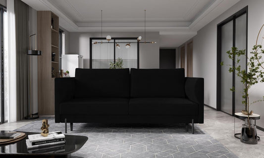 Revi Schlafsofa 215x98 cm Schwarz (Velour - Samt)