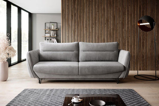 Silva Schlafsofa 236x95 cm Hellgrau (Samt)