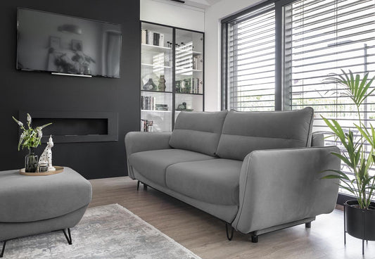 Silva Schlafsofa 236x95 cm Grau (Samt - Matt)