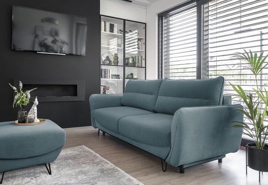 Silva Schlafsofa 236x95 cm Blau (Samt - Matt)