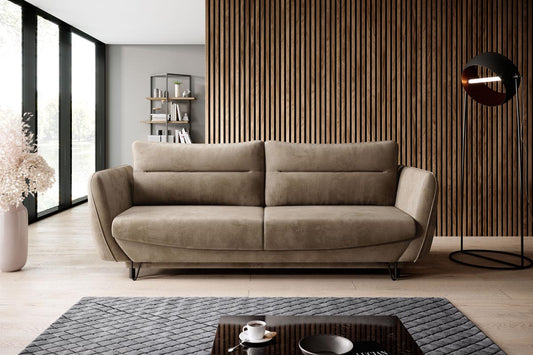 Silva Schlafsofa 236x95 cm Hellbraun (Samt)