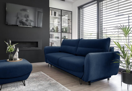 Silva Schlafsofa 236x95 cm Dunkelblau (Samt - Matt)