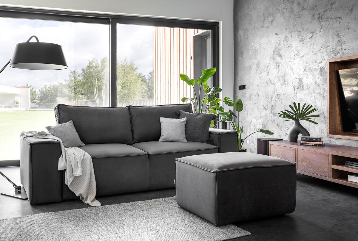 Silla Schlafsofa 260x104 cm Dunkelgrau (Samt - Matt)