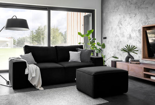 Silla Schlafsofa 260x104 cm Schwarz (Samt - Matt)