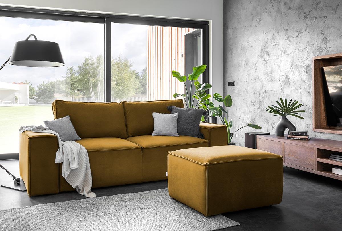 Silla Schlafsofa 260x104 cm Gelb (Samt - Loco)