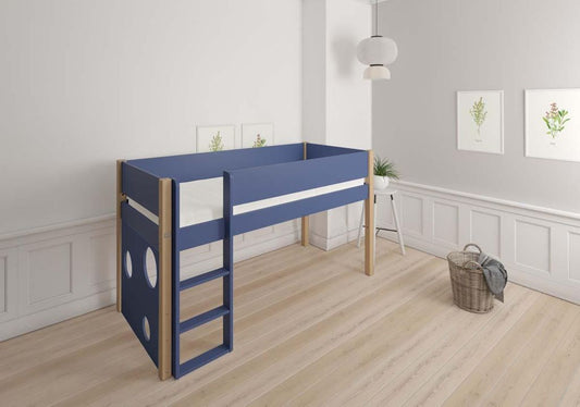 SOL Halbhochbett mit Spieltafel 90 x 160/200 cm Denim Blau