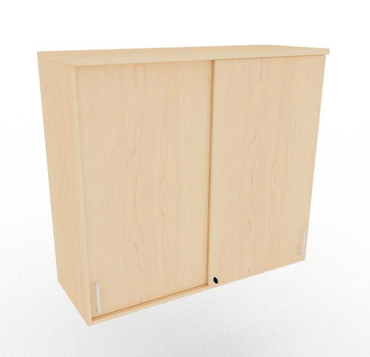 E10 Aufsatzschrank mit Schiebetürenschrank, 3 Ordnerhöhen, 120 cm Breite Ahorn