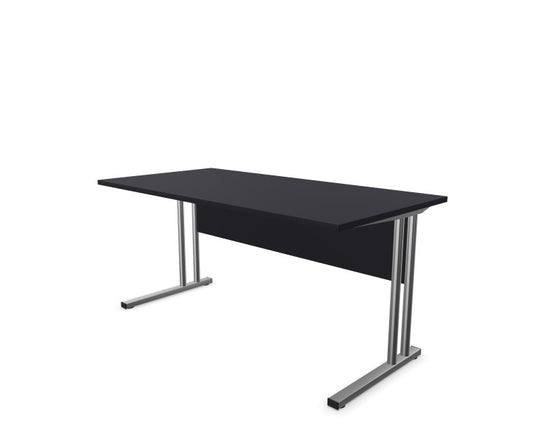 E10 Schreibtisch C-Fuß-Gestell mit Fußblende, 80cm tief, Schwarz