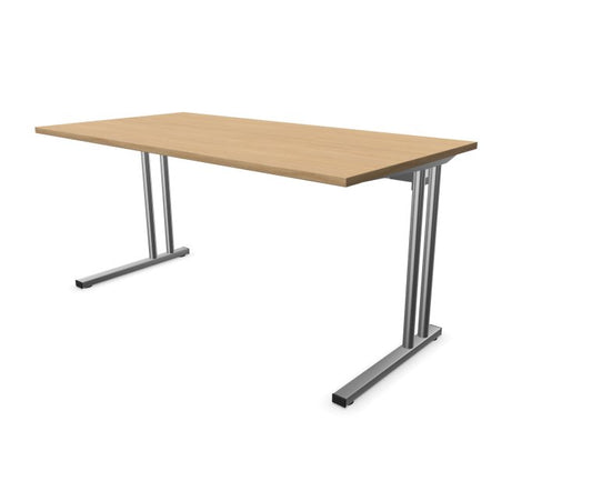 E10 Schreibtisch C-Fuß-Gestell mit Stahltraverse, 60cm tief, Eiche