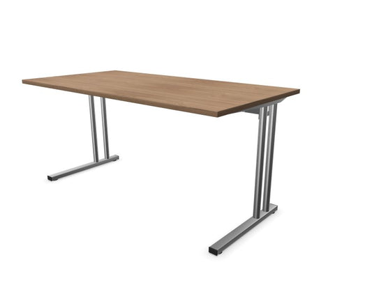 E10 Schreibtisch C-Fuß-Gestell mit Stahltraverse, 60cm tief, Kirsche Tabako