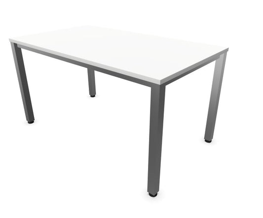 E10 Schreibtisch Quadratrohr-Gestell, 90cm tief, Weiß