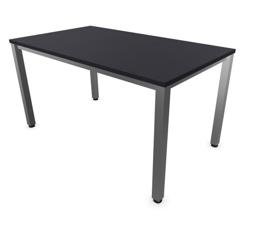 E10 Schreibtisch Quadratrohr-Gestell, 90cm tief, Schwarz