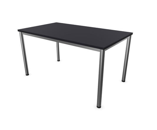 E10 Schreibtisch Rundrohr-Gestell, 90cm tief, Schwarz