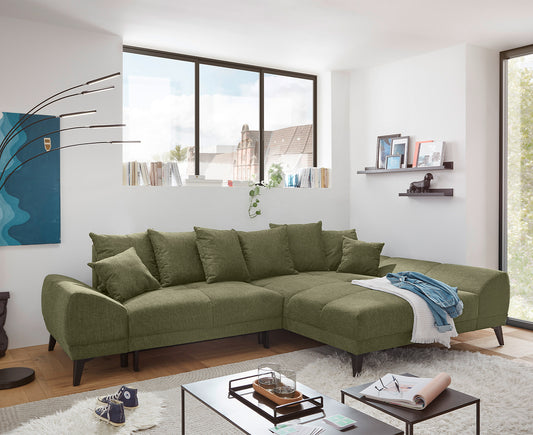 Scott Ecksofa 310 x 185 cm, mit Schlaffunktion und Bettkasten Olive