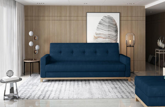 Selene Schlafsofa 216x87 cm Blau (Velour - Kronos)