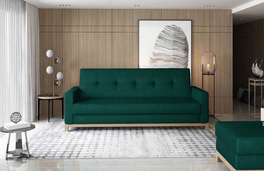 Selene Schlafsofa 216x87 cm Grün (Samt)