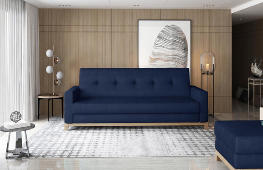 Selene Schlafsofa 216x87 cm Blau (Samt)