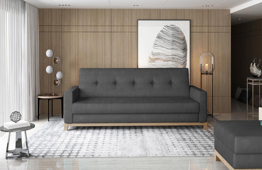 Selene Schlafsofa 216x87 cm Dunkelgrau (Samt)