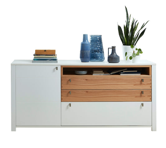 Serpio Sideboard Weiß / Wildbuche massiv