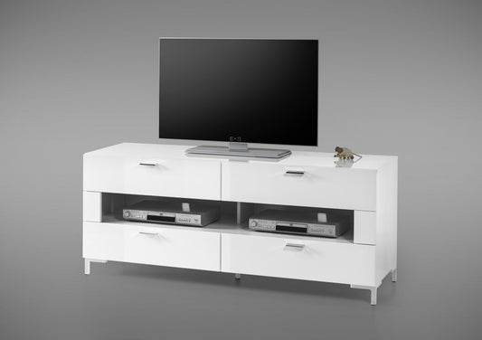 *** SONDERPREIS *** SHINE TV Möbel Lowboard Sideboard Hochglanz Weiß - Froschkönig24