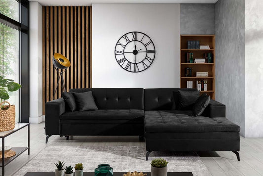 Solange Ecksofa 292 x 196 cm Schwarz (Kunstleder - Savoi)